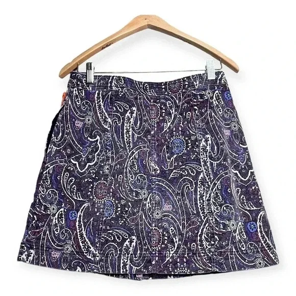 Knox Rose Womens Purple Paisley Corduroy Mini Skirt Sz 6 Nwt Bohemian 70S - Picture 2 of 7